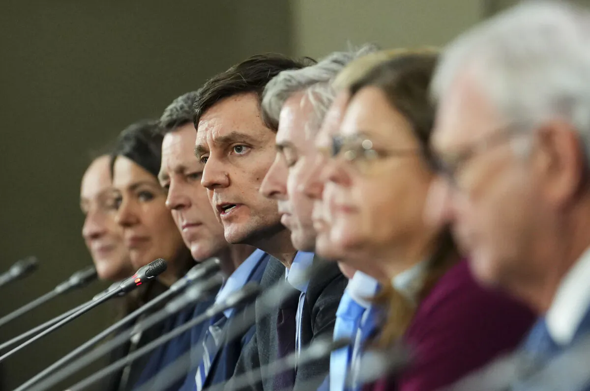 B.C. Premier David Eby answers a question as Canada's premiers hold a press conference following a meeting on health care in Ottawa on Tuesday, Feb. 7, 2023. THE CANADIAN PRESS/Sean Kilpatrick