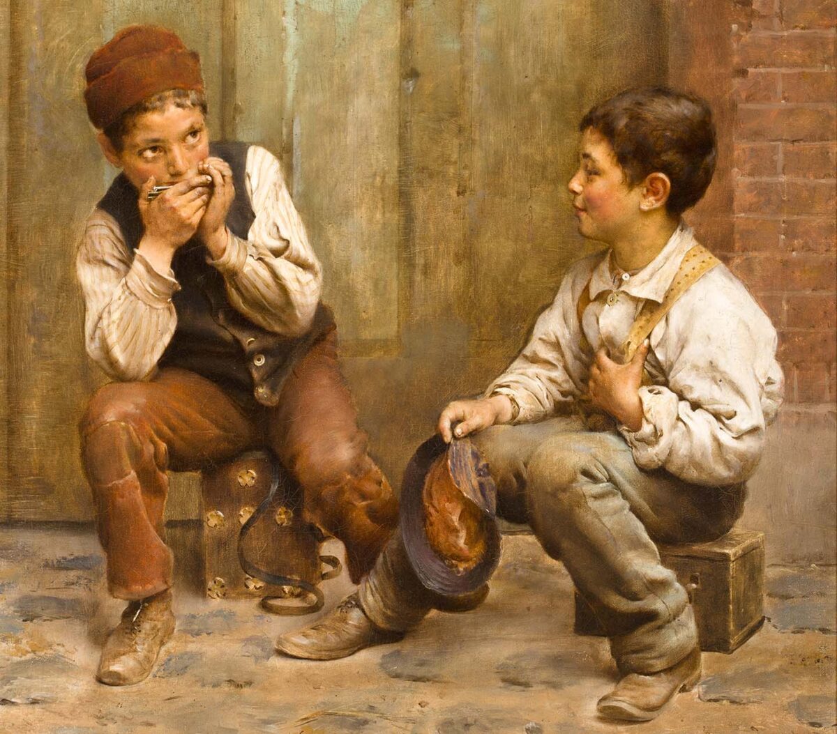 Detail of  "Shoeshine Boys," 1889, by Karl Witkowski. (Public Domain)