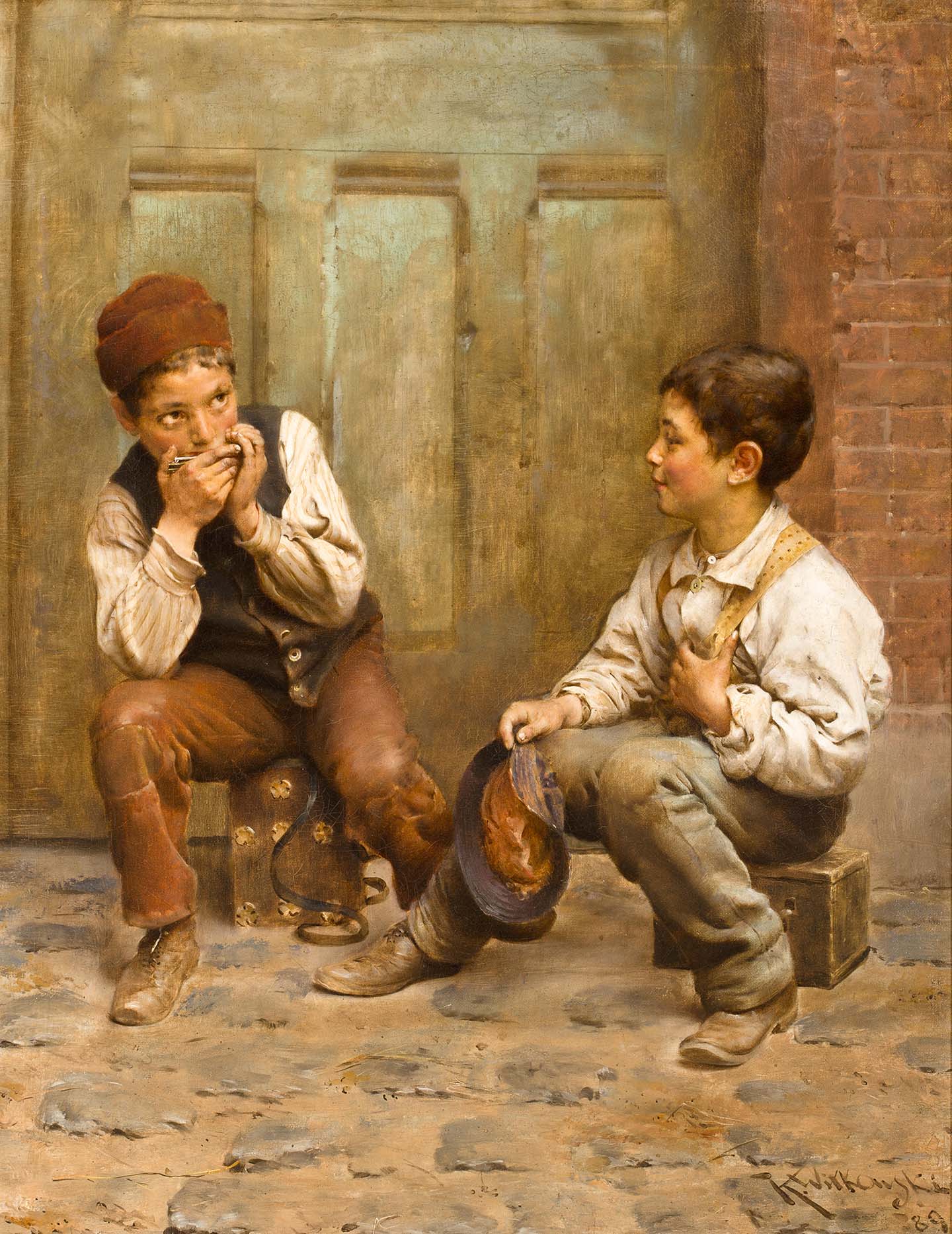 Painting of shoeshine boys