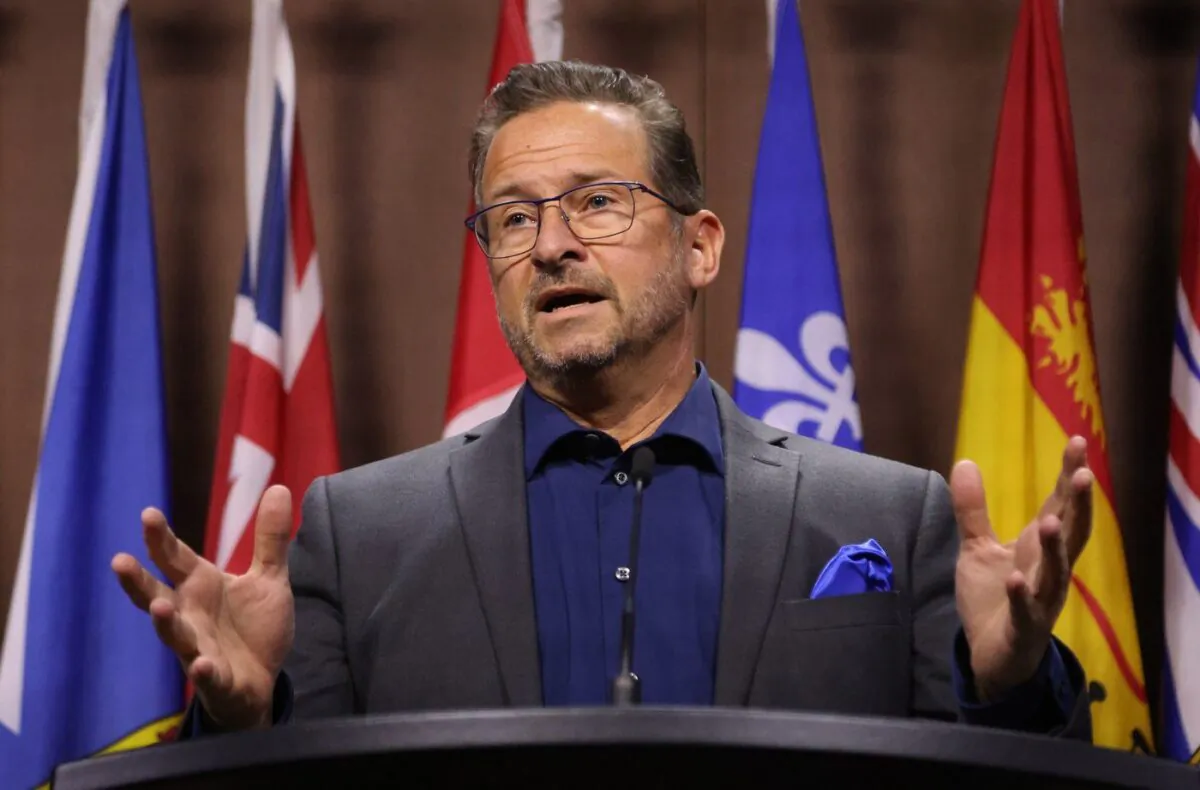 Bloc leader Yves-Francois Blanchet speaks during a press conference on Parliament Hill in Ottawa on Feb. 13, 2023. (The Canadian Press/ Patrick Doyle)
