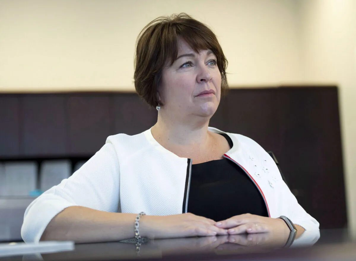 Commissioner of Lobbying Nancy Bélanger speaks during an interview in her office in Ottawa on June 12, 2018. (Justin Tang/The Canadian Press)