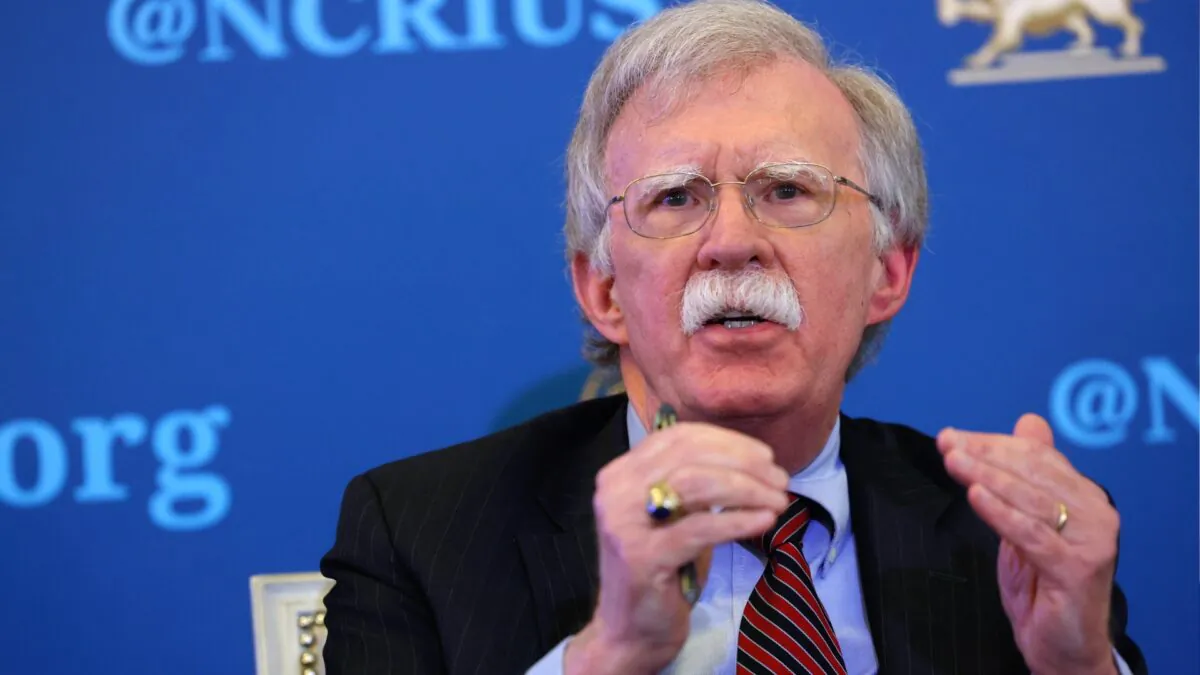 Former National Security Adviser John Bolton speaks at a panel hosted by the National Council of Resistance of Iran – U.S. Representative Office (NCRI-US) at the Willard InterContinental Hotel in Washington on Aug. 17, 2022. (Anna Moneymaker/Getty Images)