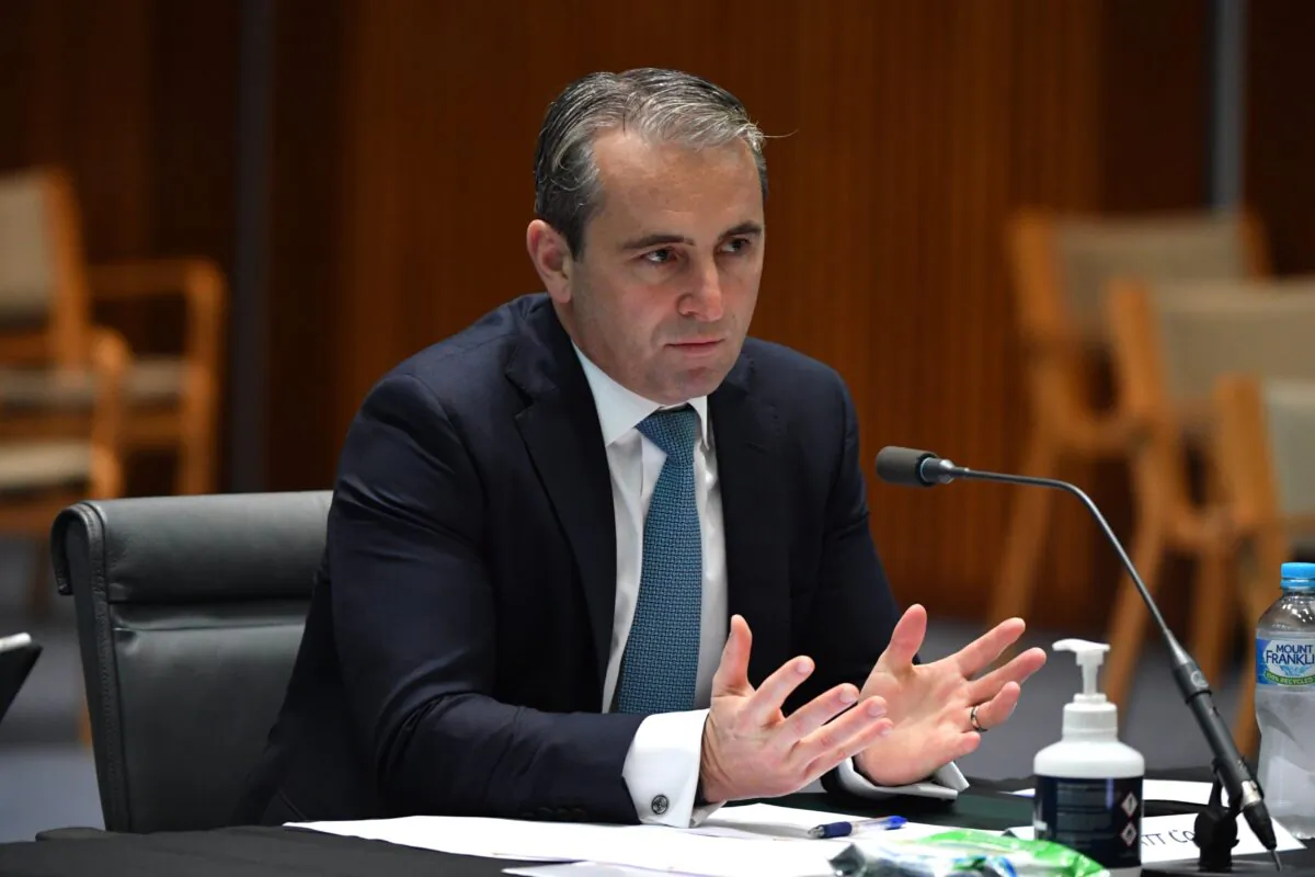 Commonwealth Bank CEO Matt Comyn appears at a public hearing at Parliament House in Canberra, Australia, on April 15, 2021. (AAP Image/Mick Tsikas)