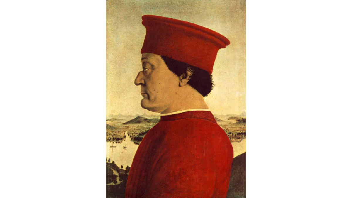 “Portrait of Federico da Montefeltro,” circa 1465–72, by Piero della Francesca. Oil on panel; 18.6 inches by 12.9 inches. The Uffizi, Florence, Italy. (Public Domain)