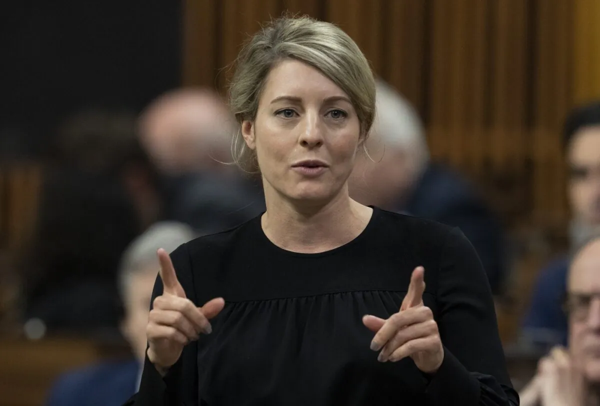 Foreign Affairs Minister Melanie Joly rises during question period in Ottawa on Jan. 31, 2023. (Adrian Wyld/The Canadian Press)