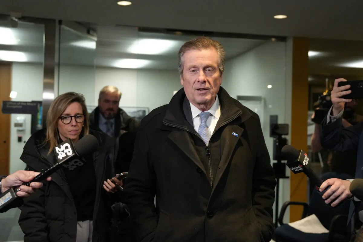 Toronto Mayor John Tory leaves his office at Toronto City Hall, on Feb. 15, 2023. (The Canadian Press/Chris Young)