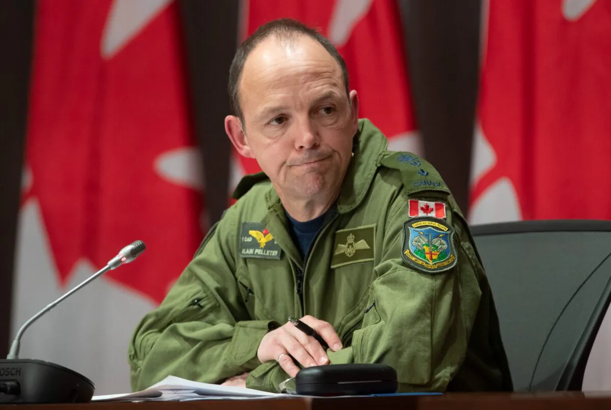 A file photo of then-Joint Force Air Component Commander Major-General Alain Pelletier during a news conference in Ottawa on May 19, 2020. (Adrian Wyld/The Canadian Press)