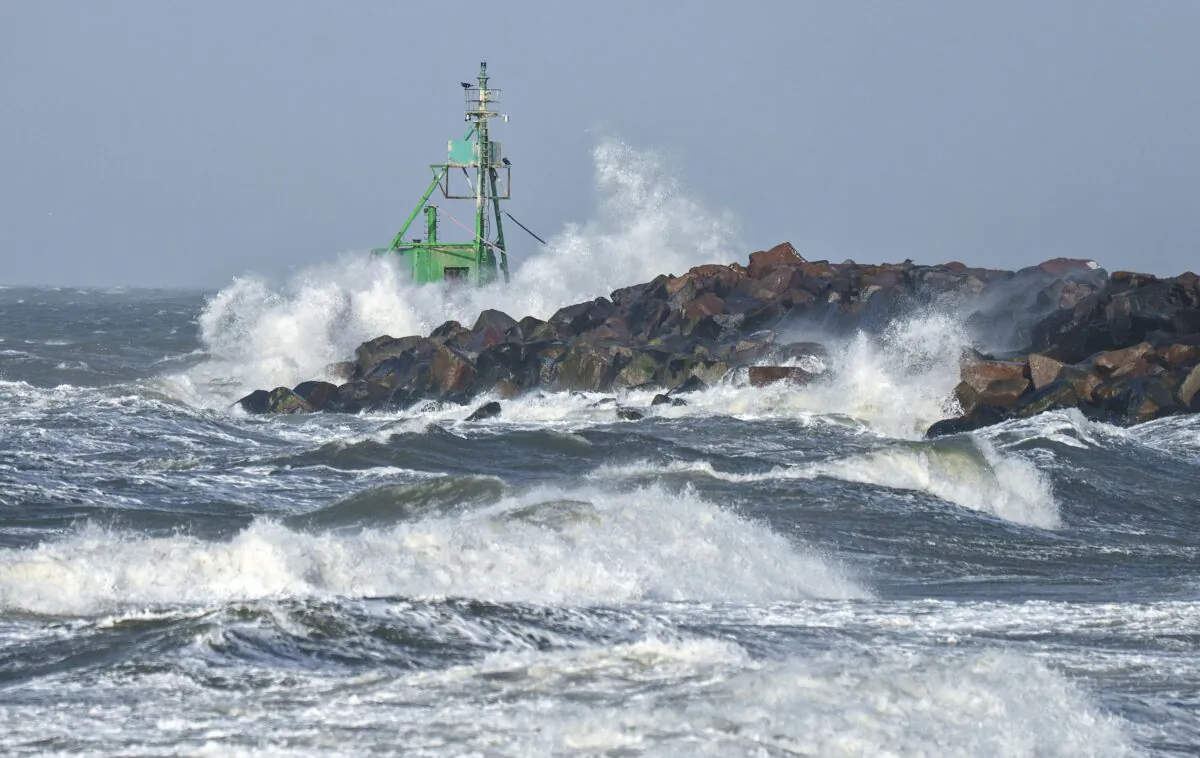 The storm Otto arrives at Hirtshals in Northern Jutland, Denmark, on Feb. 17 2023. (Henninng Bagger/Ritzau Scanpix via AP)