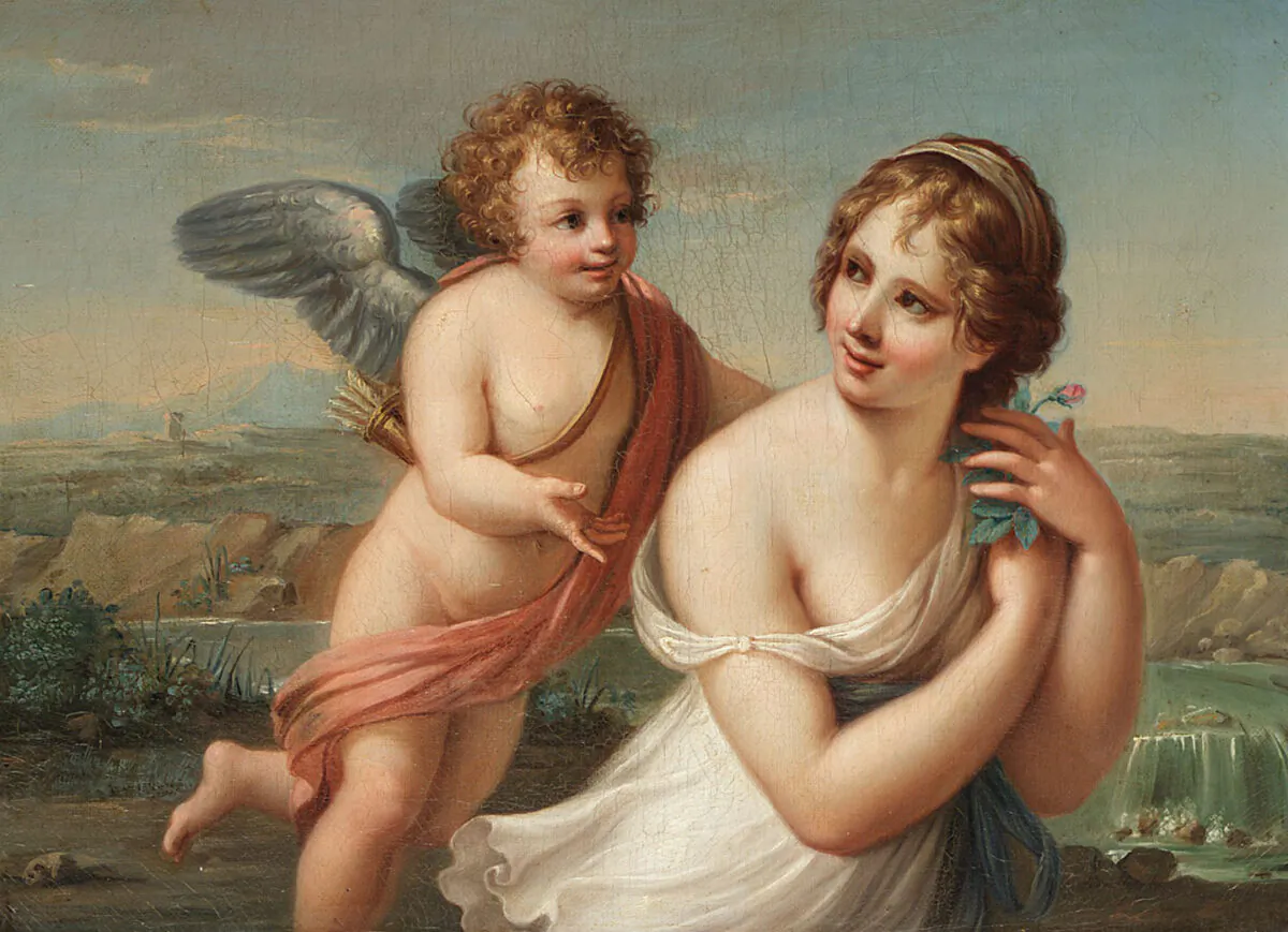 "The Temptation of Eros," 1750–1775, by Angelica Kauffmann. Oil on canvas. Metropolitan Museum of Art, New York City. (Public Domain)