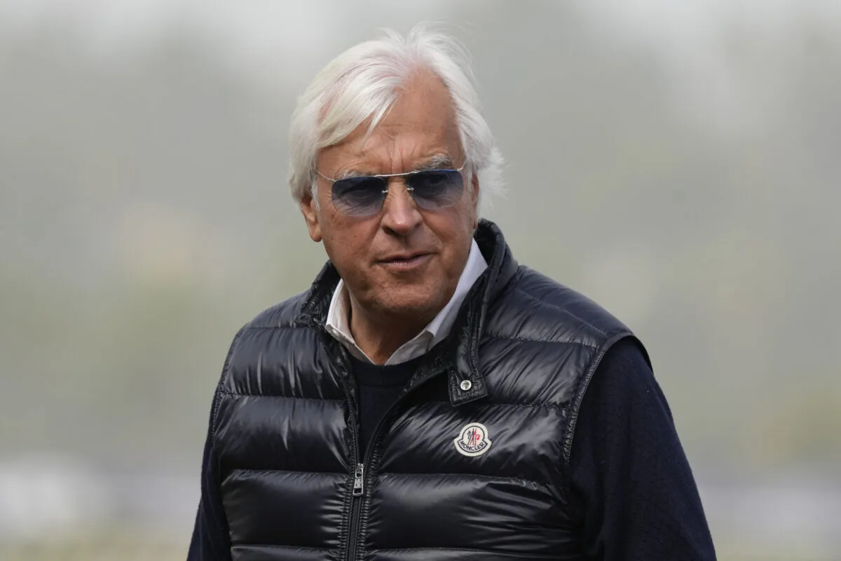 Trainer Bob Baffert waits for the Breeders' Cup horse races at Del Mar racetrack in Del Mar, Calif., on Nov. 5, 2021. (Jae C. Hong/AP Photo)