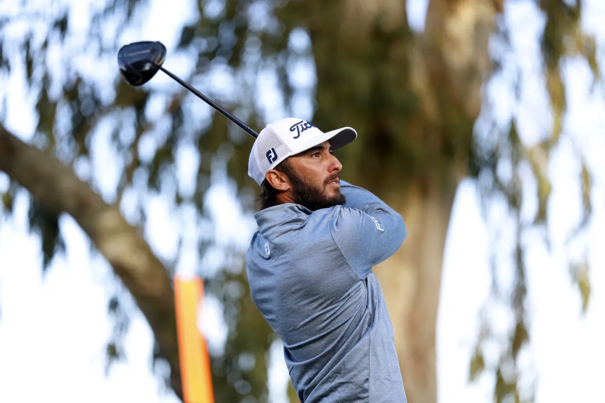 Max Homa hits from the 15ht tee during the second round of the Genesis Invitational golf tournament at Riviera Country Club, in the Pacific Palisades area of Los Angeles on Feb. 17, 2023. (Ryan Kang/AP Photo)