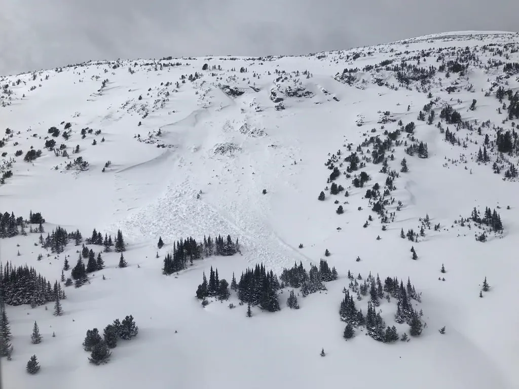 A photo posted by Avalanche Canada shows Potato Peak, 40 kilometres south of Tatla Lake in central south British Columbia, where two skiers died in an avalanche on Feb 11, 2023. (The Canadian Press/HO-Avalanche Canada)