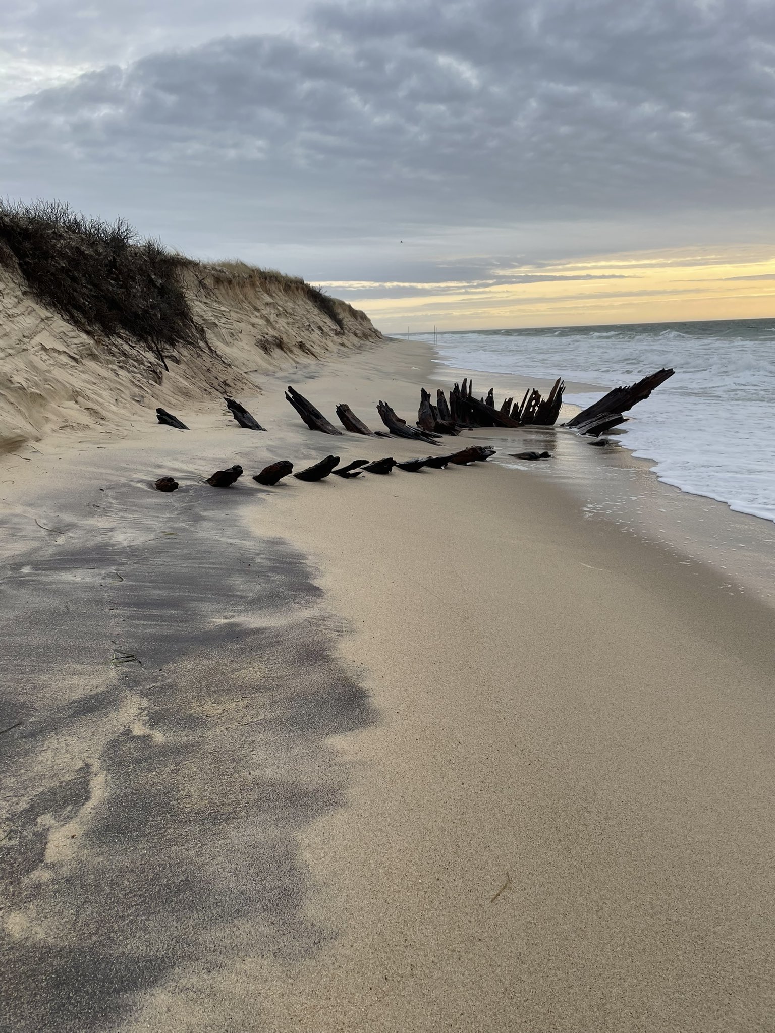 Maritime Archeologists Find Skeletal Remains of Ship From 1800s Emerging  From Sands on Shore of Nantucket