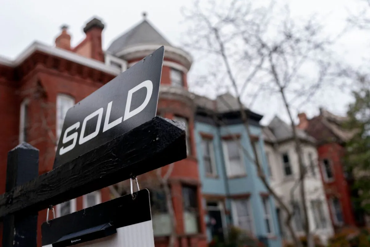 A sold sign is posted in front of a house in Washington, on Feb. 26, 2022. (Stefani Reynolds/AFP via Getty Images)