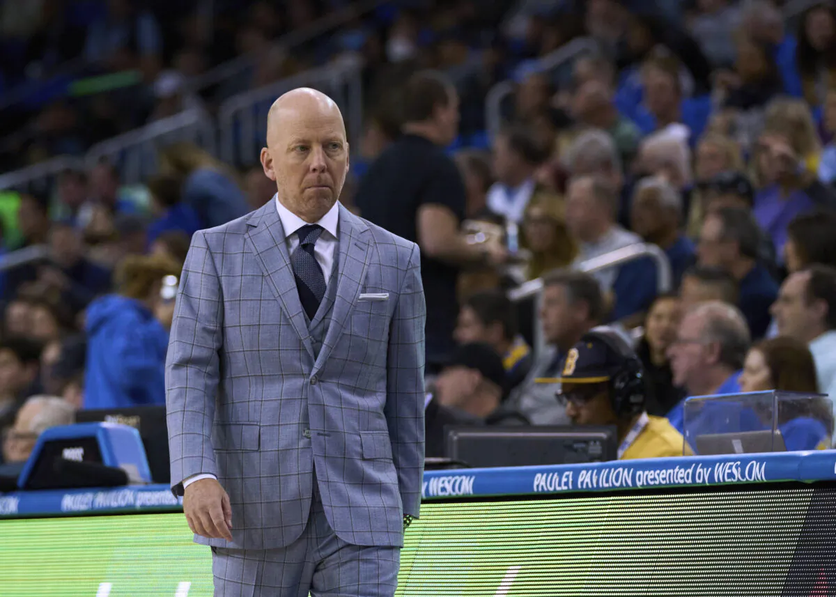 UCLA coach Mick Cronin walks the sideline during the first half of the team's NCAA college basketball game against California in Los Angeles on Feb. 18, 2023. (Allison Dinner/AP Photo)