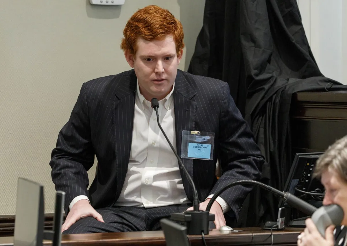 Buster Murdaugh, the son of Alex Murdaugh, testifies during his father's trial at the Colleton County Courthouse in Walterboro, S.C., on Feb. 21, 2023. (Grace Beahm Alford/The Post And Courier via AP, Pool)