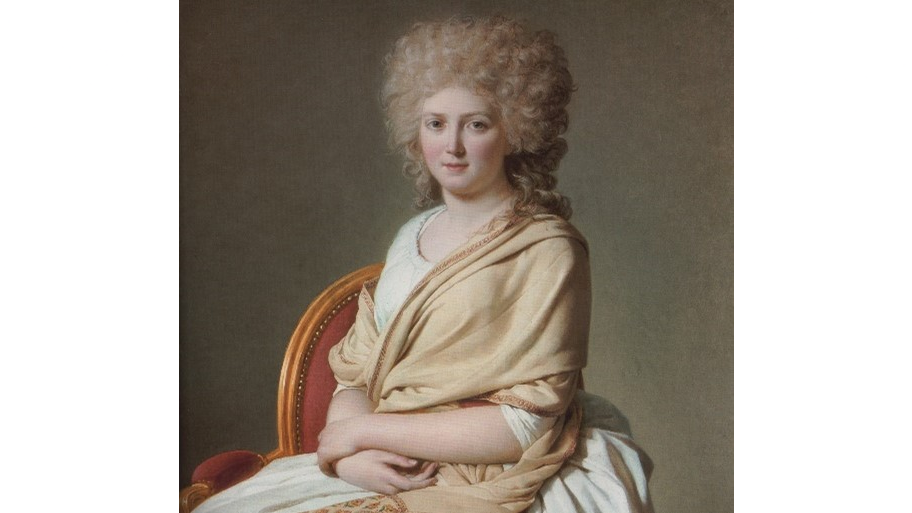 Detail of “Portrait of Anne-Marie-Louise Thélusson, Comtesse de Sorcy,” 1790, by Jacques-Louis David. Oil on canvas. (Art Renewal Center)