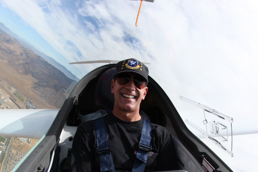 Brett Vance, pictured in a glider during his time as a flight instructor at the U.S. Air Force Test Pilot School, in about 2012. (Brett Vance)