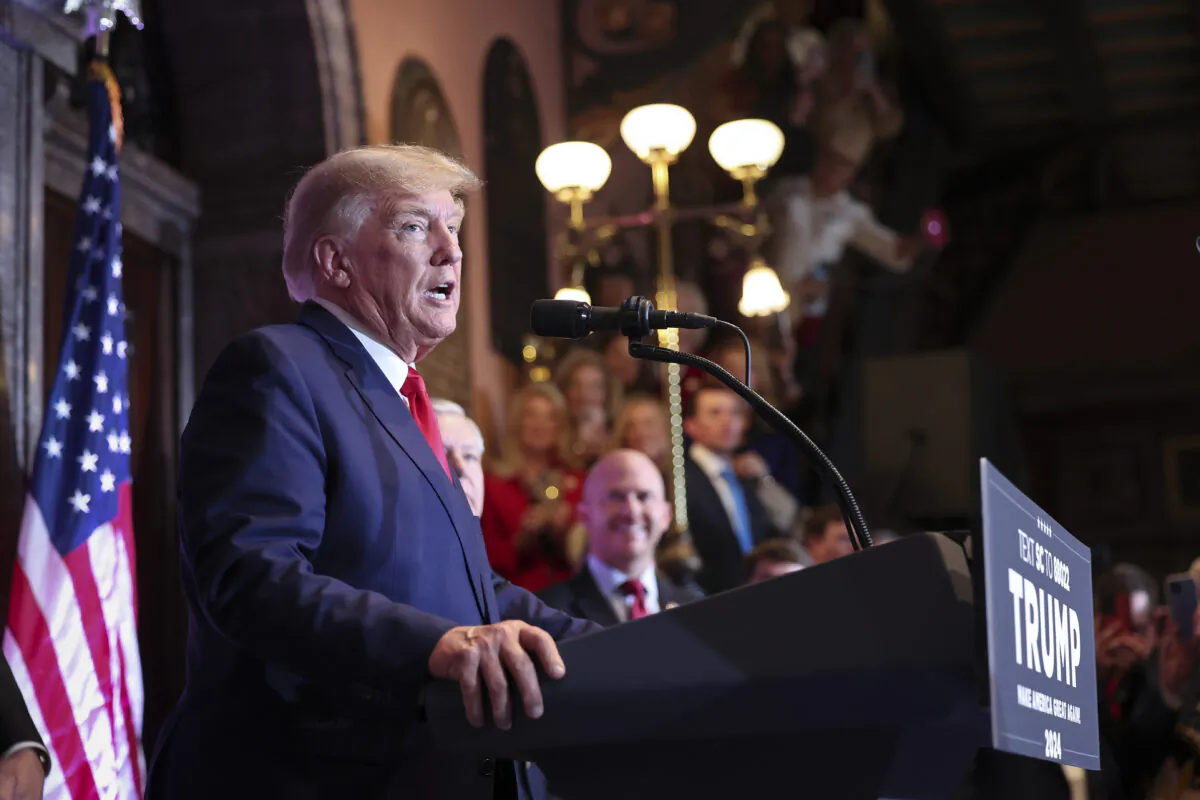 Former U.S. President Donald Trump delivers remarks at the South Carolina State House in Columbia, S.C., on Jan. 28, 2023. (Win McNamee/ Getty Images)