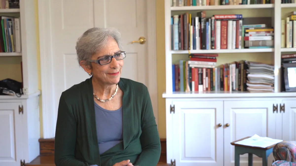 Tenured Penn Law professor Amy Wax talked about filing a grievance against her Dean Ted Ruger on Feb. 18, 2023. (William Huang/The Epoch Times)