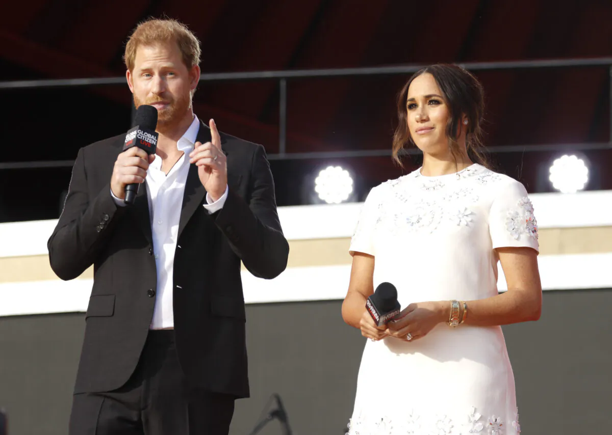 Prince Harry, Duke of Sussex and Meghan, Duchess of Sussex speak onstage during Global Citizen Live, in New York City, N.Y., on Sept. 25, 2021. (John Lamparski/Getty Images)