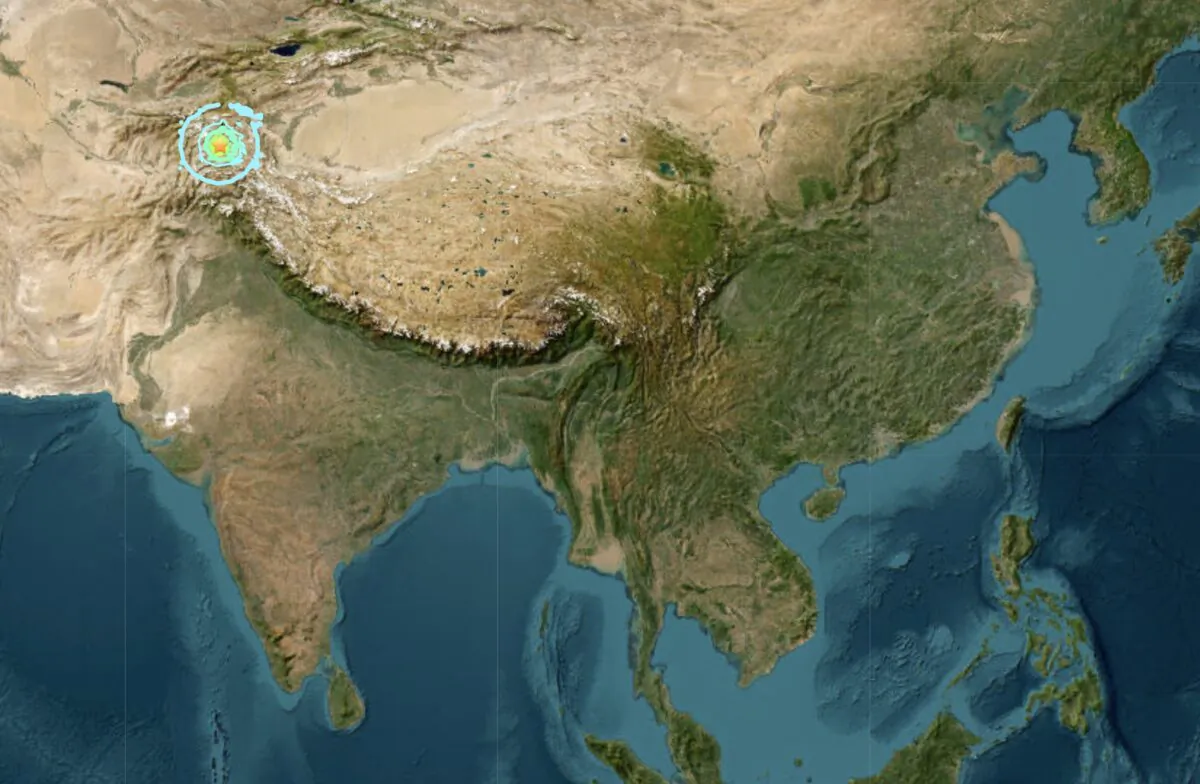 A magnitude 7.2 earthquake strikes Tajikistan on Feb. 23, 2023. (Screenshot/USGS)