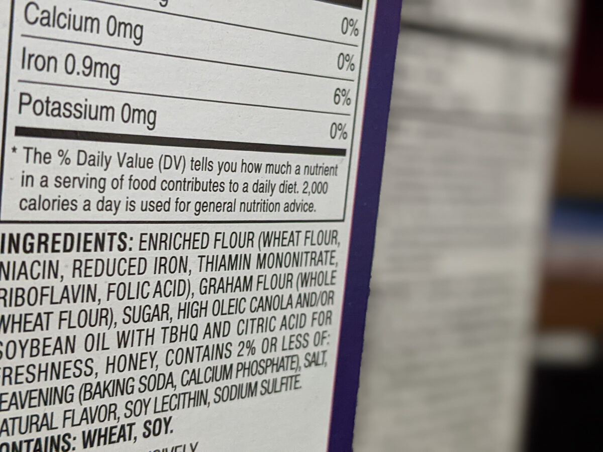 The ingredient list on a package of food, on Wednesday, Jan. 25, 2023. (Kristen Leigh Painter/Minneapolis Star Tribune/TNS)