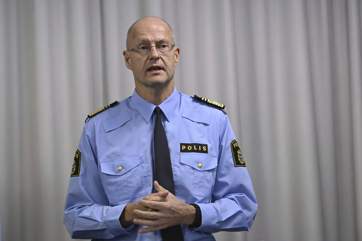 Stockholm regional police chief Mats Lofving on Sept. 30, 2022. (Henrik Montgomery/TT News Agency via AP)