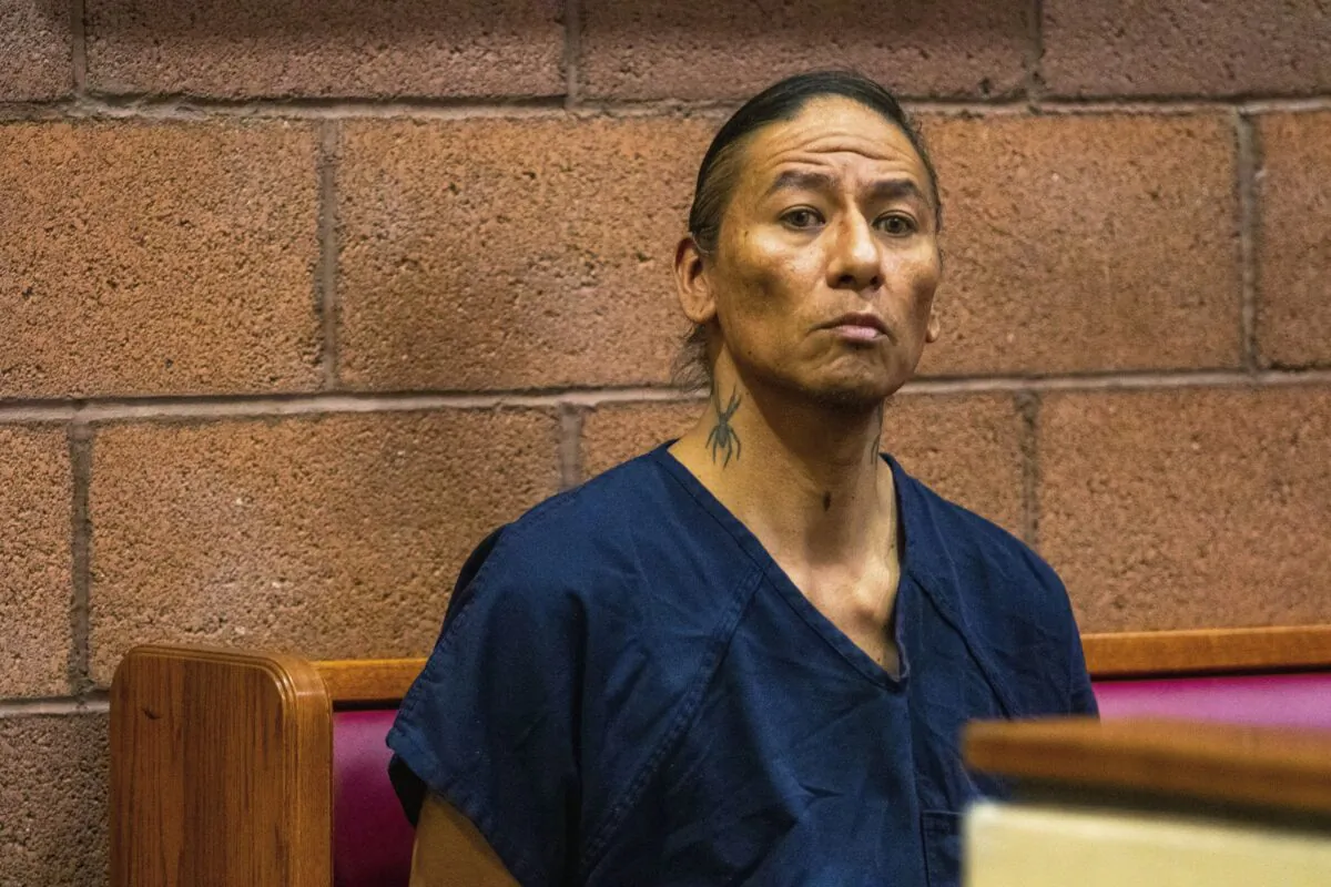 Nathan Chasing Horse sits in court in North Las Vegas on Feb. 8, 2023. (Ty O'Neil/AP Photo)