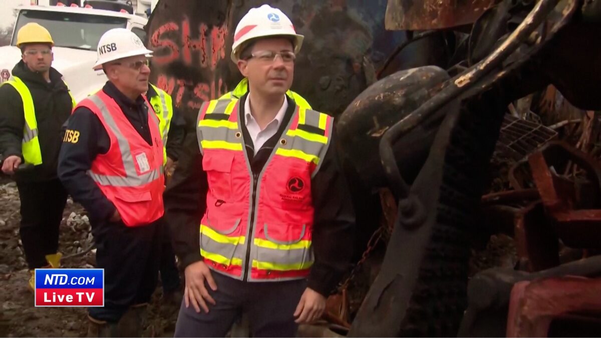 NextImg:LIVE NOW: Buttigieg Visits Derailed Train Site in Ohio