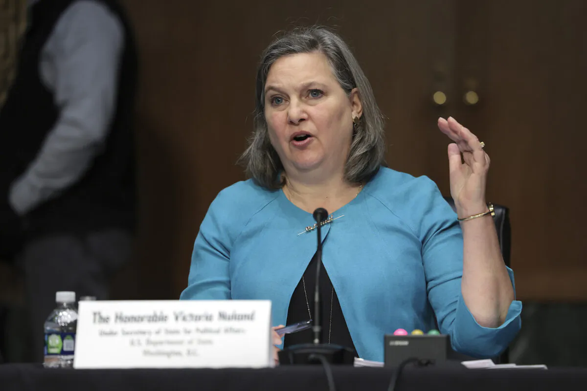 Undersecretary of State for Political Affairs Victoria Nuland testifies before a Senate Foreign Relations Committee hearing on Ukraine in Washington on March 8, 2022. (Kevin Dietsch/Getty Images)