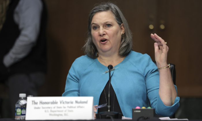 Undersecretary of State for Political Affairs Victoria Nuland testifies before a Senate Foreign Relations Committee hearing on Ukraine in Washington, D.C., on March 8, 2022. (Kevin Dietsch/Getty Images)