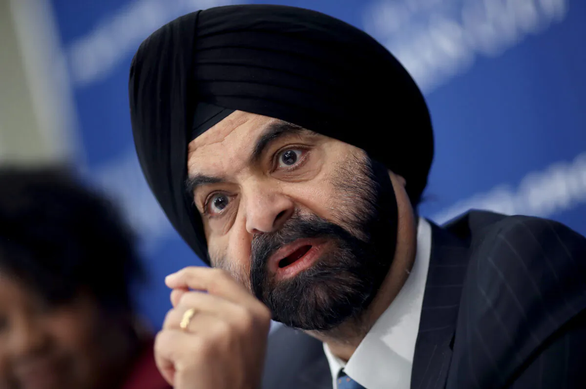 Ajay Banga, former president and CEO of MasterCard, speaks during a press conference at the National Press Club in Washington, on Dec. 17, 2018. (Win McNamee/Getty Images)