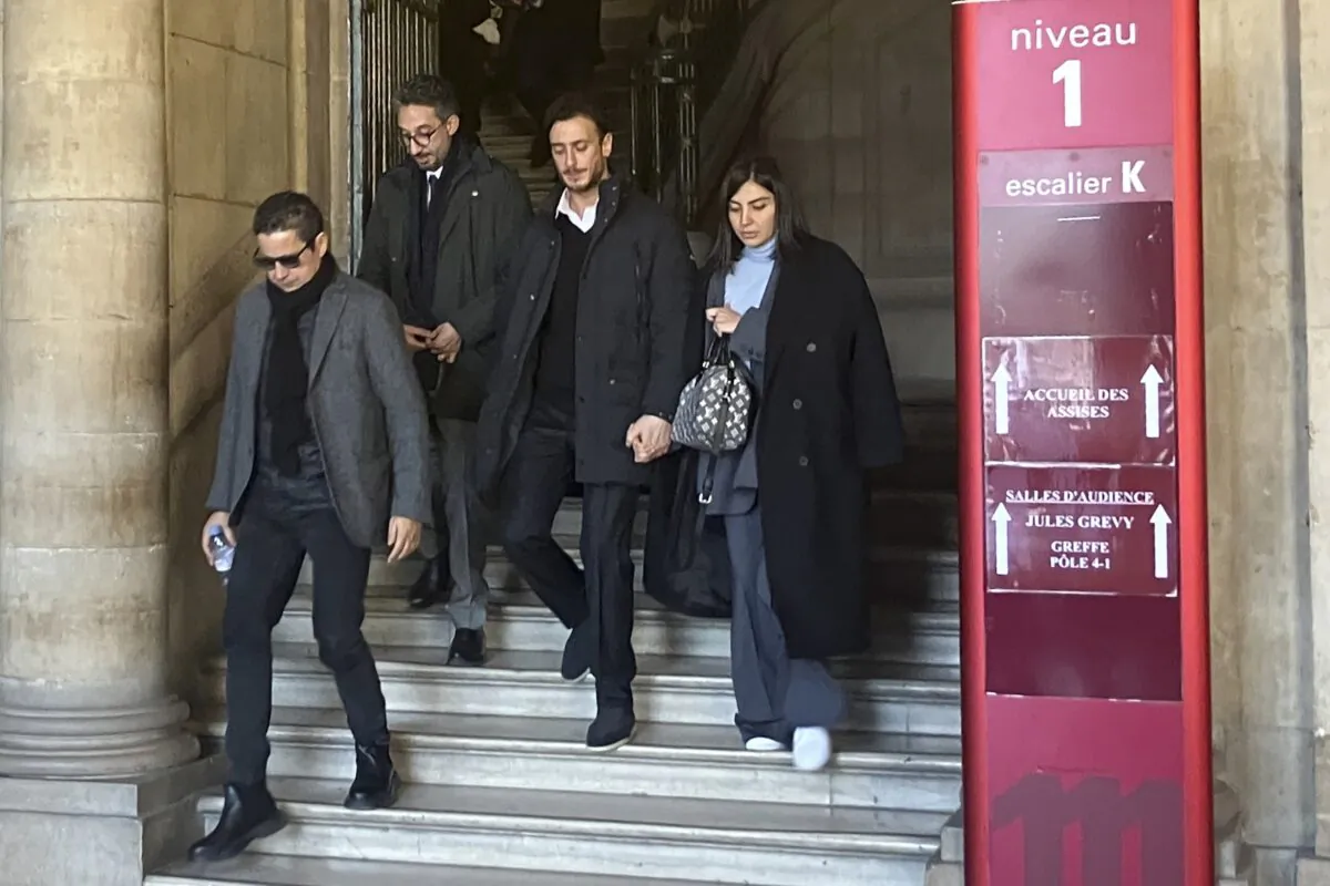 Moroccan singer Saad Lamjarred (2nd R) leaves the court house in Paris on Feb. 20, 2023. (Sylvie Corbet/AP Photo)