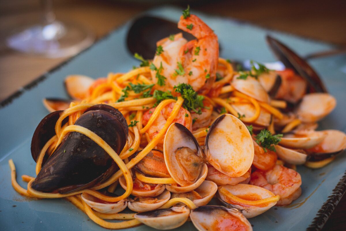 NextImg:Spaghetti Del Pescatore (Fisherman’s Spaghetti) with Celery and Fennel Salad