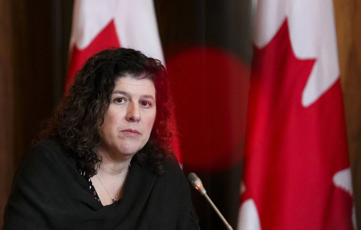 Auditor general of Canada Karen Hogan holds a press conference in Ottawa on Dec. 6, 2022. (The Canadian Press/Sean Kilpatrick)