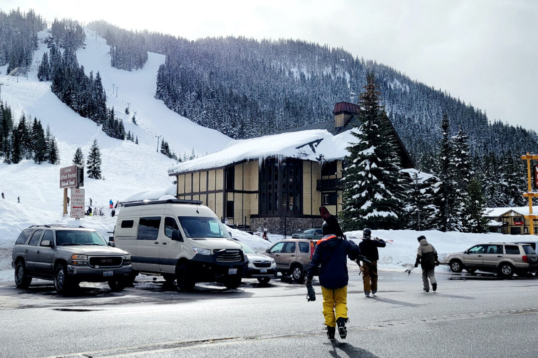 Skiers head for a day on the slopes at the White Pass Ski Area near Yakima, Washington. (Courtesy of Jim Farber)