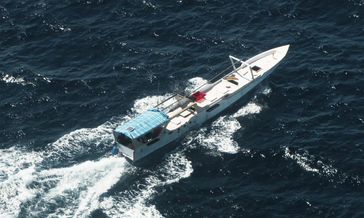 An Indonesian fishing vessel that was suspected of fishing illegally inside the Australian Fishing Zone in the Timor Sea on July 25, 2018. (AAP Image/Supplied by Australian Border Force)