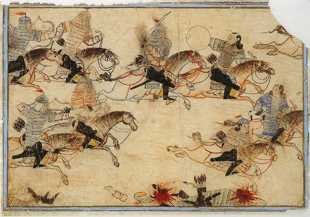 Mongol light and heavily-armed cavalrymen proved superior in their methods of attack as seen here in this painting of the Mongols at war. (Public Domain)