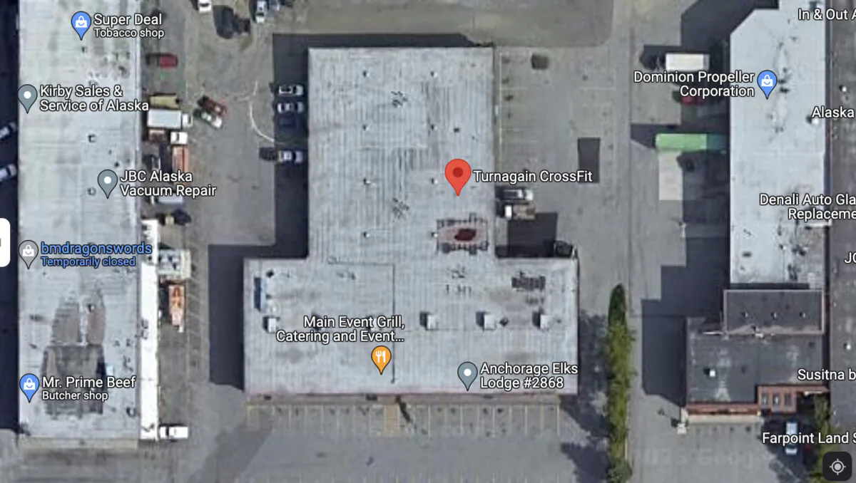 A map shows the location of Turnagain CrossFit gym in Anchorage, Alaska. (Google Maps)
