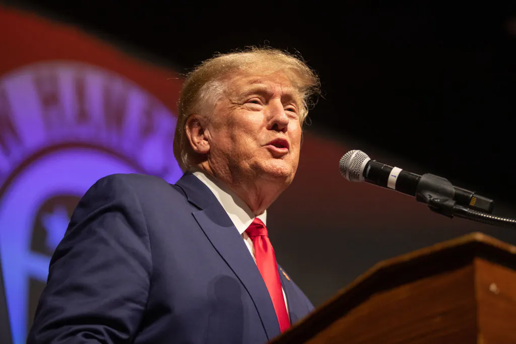 Former President Donald Trump speaks at the New Hampshire Republican State Committee's Annual Meeting in Salem, N.H., on Jan. 28, 2023. (Scott Eisen/Getty Images)