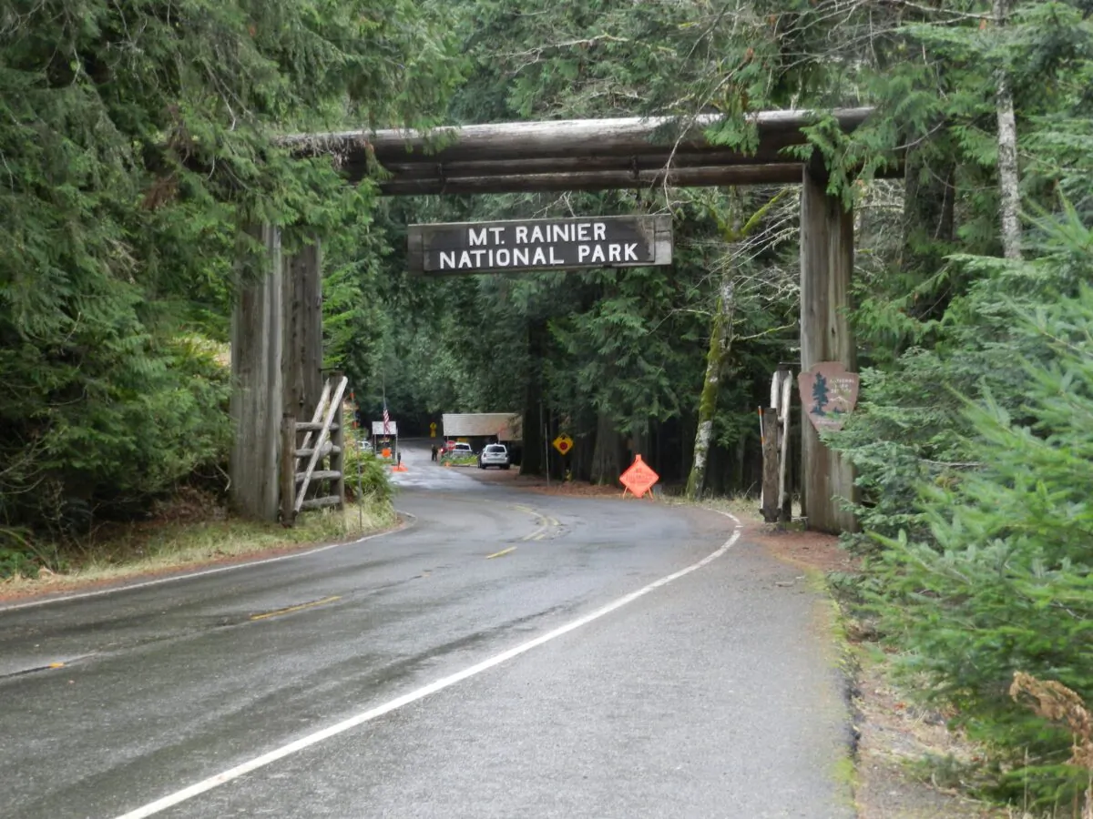 The Mount Rainier National Park entrance in Washington state on Jan. 2, 2012. (Andrew Winner/AFP via Getty Images)