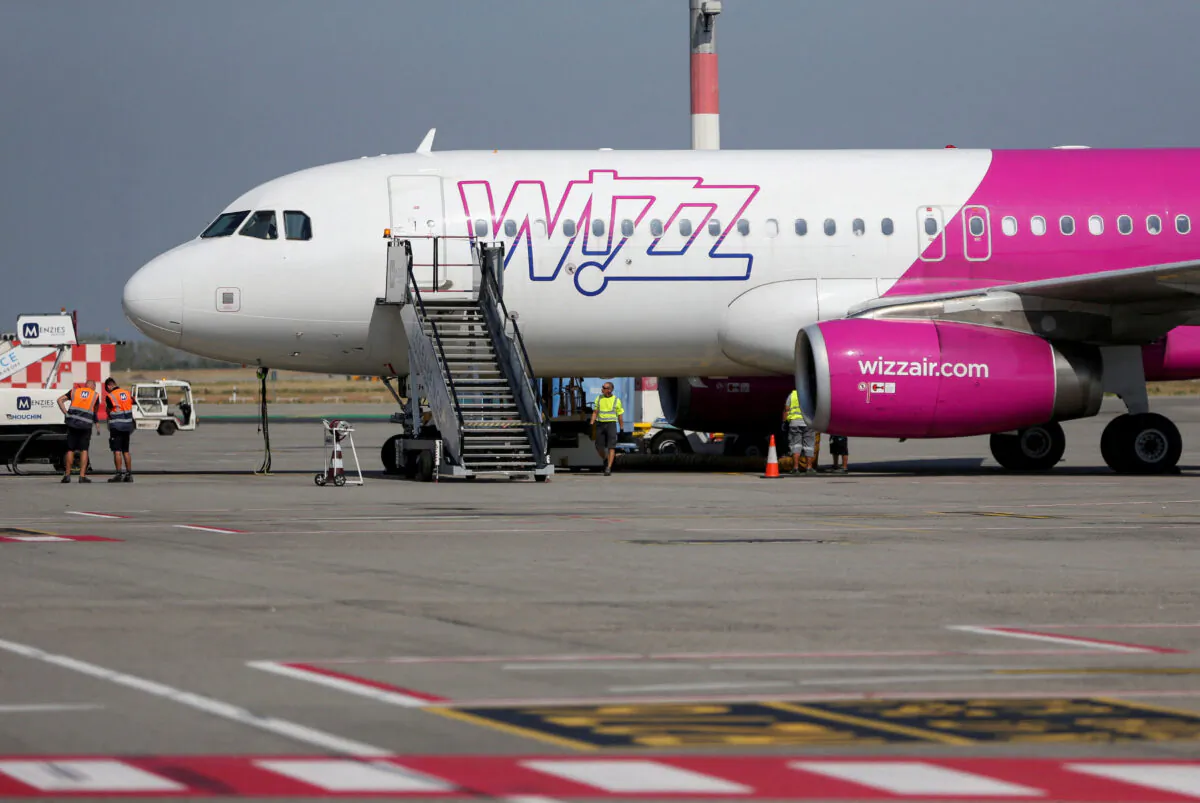 Wizz Air's aircraft is parked on the tarmac at Ferenc Liszt International Airport in Budapest, Hungary, on Aug. 18, 2022. (Bernadett Szabo/Reuters)