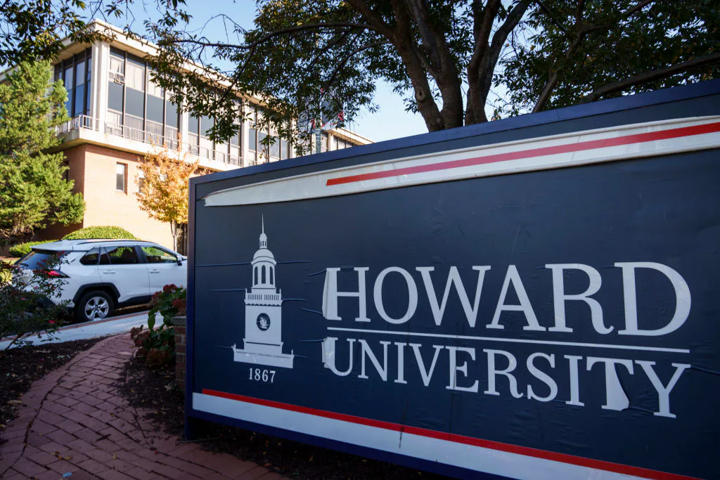 An entrance sign near the main gate at Howard University in Washington, on Oct. 25, 2021. (Drew Angerer/Getty Images)