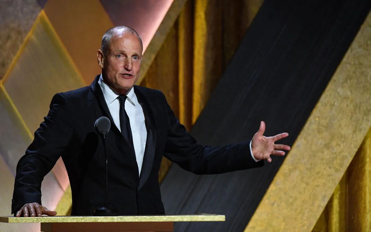 Woody Harrelson speaks on stage during the Academy of Motion Picture Arts and Sciences' 13th Annual Governors Awards at the Fairmont Century Plaza in Los Angeles on Nov. 19, 2022. (Valerie Macon/AFP via Getty Images)
