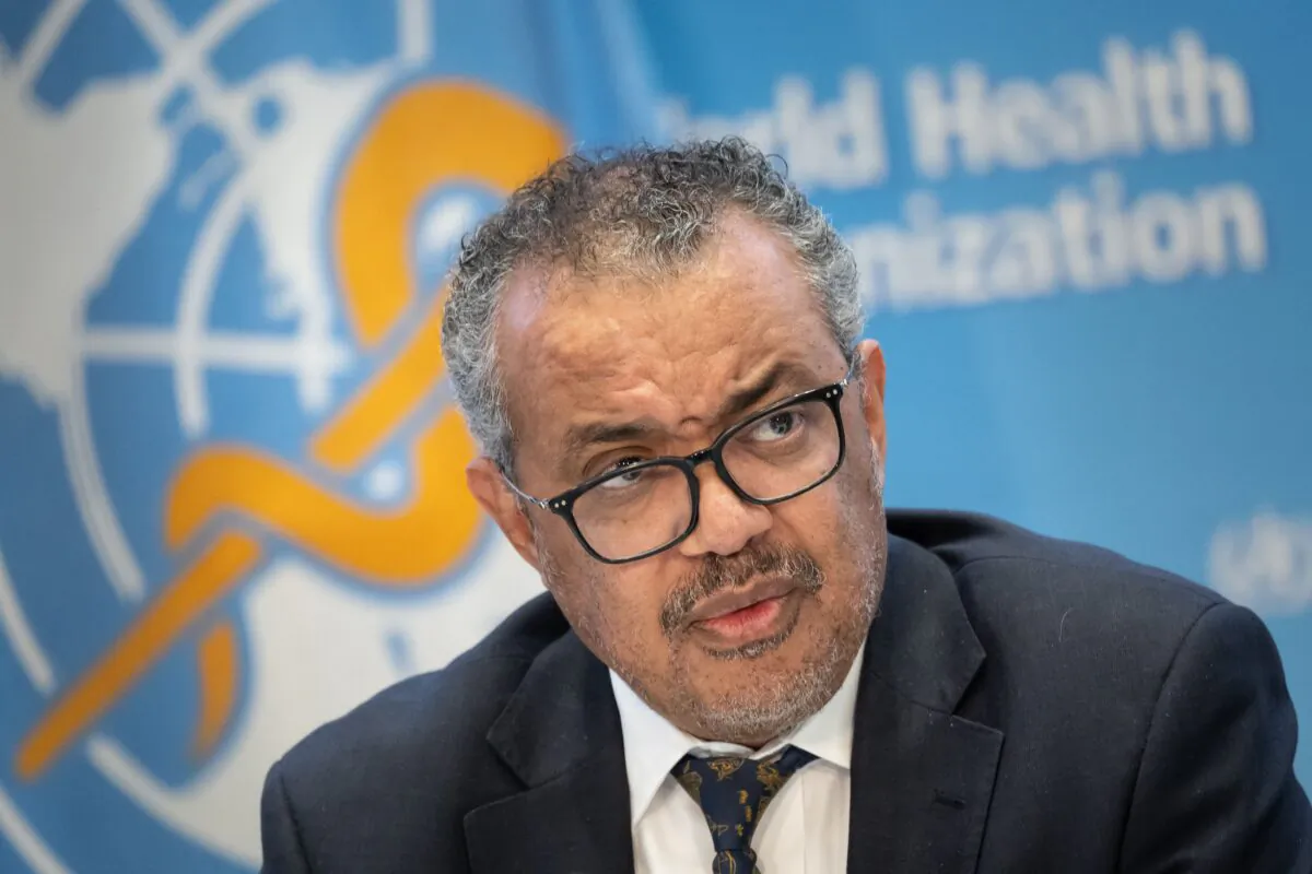 WHO Director-General Tedros Adhanom Ghebreyesus gives a press conference at the World Health Organization's headquarters in Geneva, Switzerland, on Dec. 14, 2022. (Fabrice Coffrini/AFP via Getty Images)