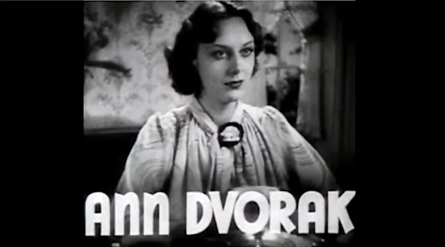 Cropped screenshot of Ann Dvorak from the trailer for the film "Housewife" from 1934. (Public Domain)