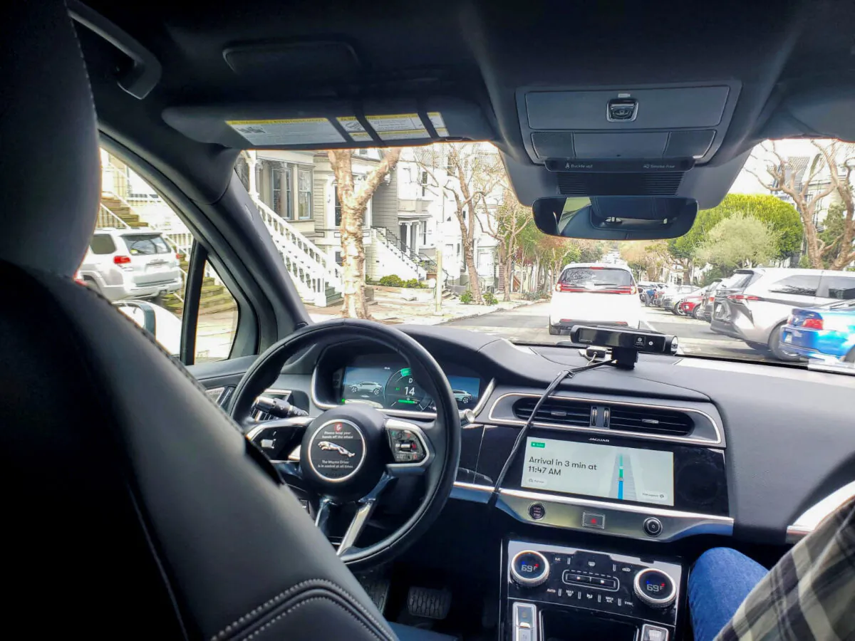 A Waymo rider-only robotaxi is seen during a test ride in San Francisco on Dec. 9, 2022. (Paresh Dave/Reuters)