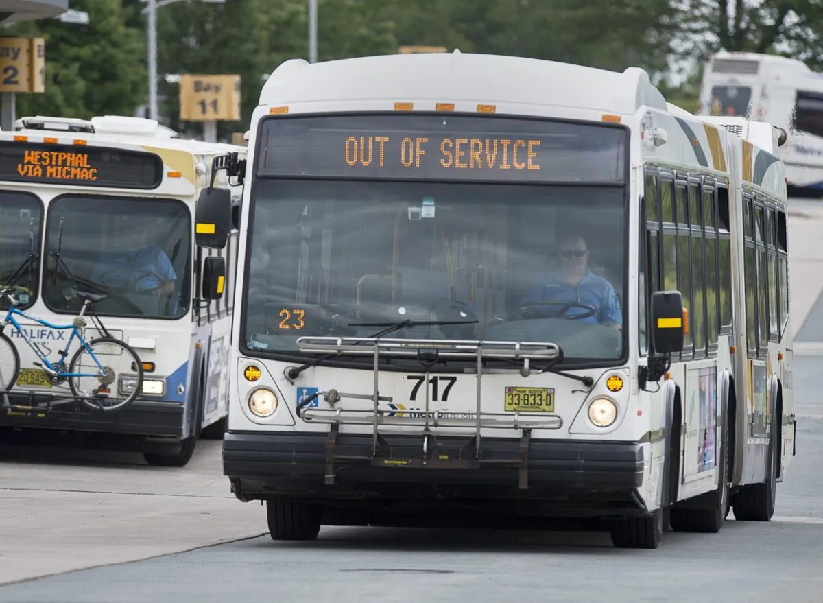A Halifax Transit bus arrives at a terminal in Dartmouth, N.S., on July 17, 2019. (The Canadian Press/Andrew Vaughan)