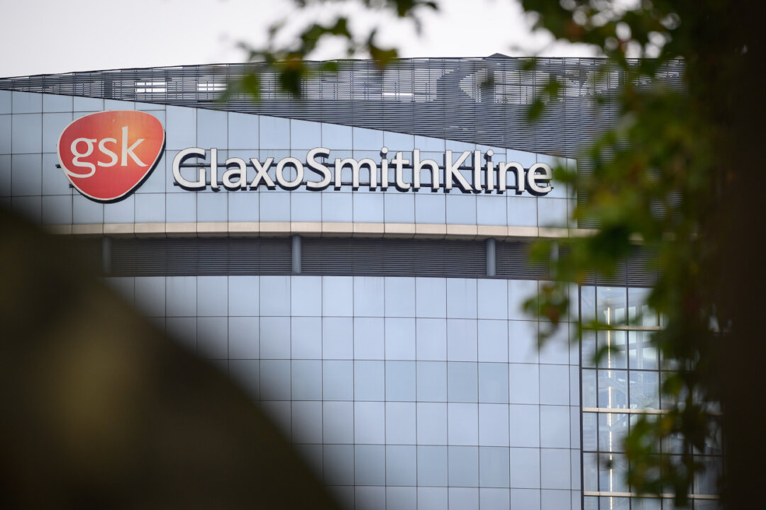 A general view of the exterior of the GlaxoSmithKline offices in the Brentford area of London on Oct. 7, 2021. (Leon Neal/Getty Images)
